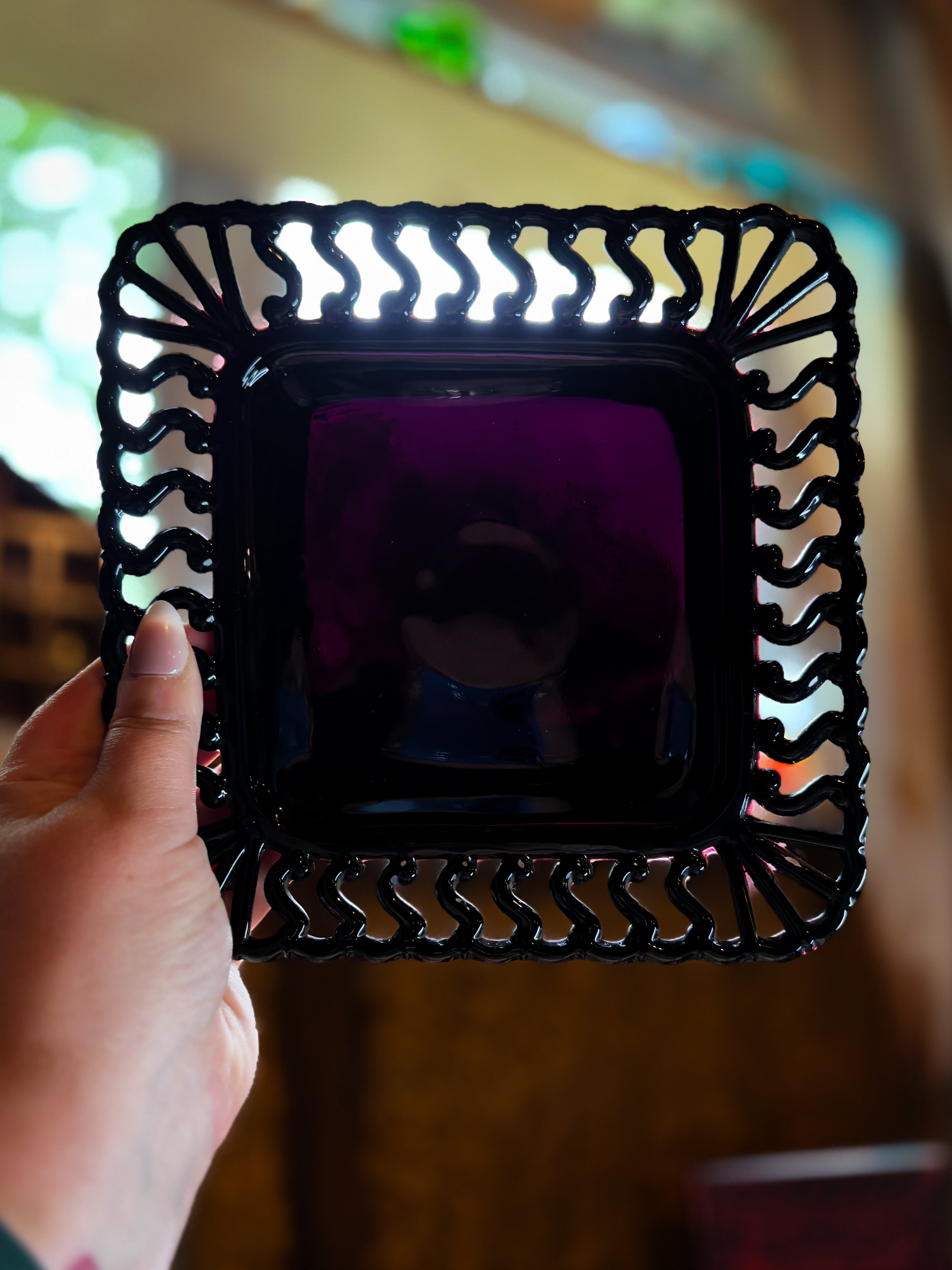 Black Amethyst Glass Plate | 1930’s/40’s Westmoreland Glass Company