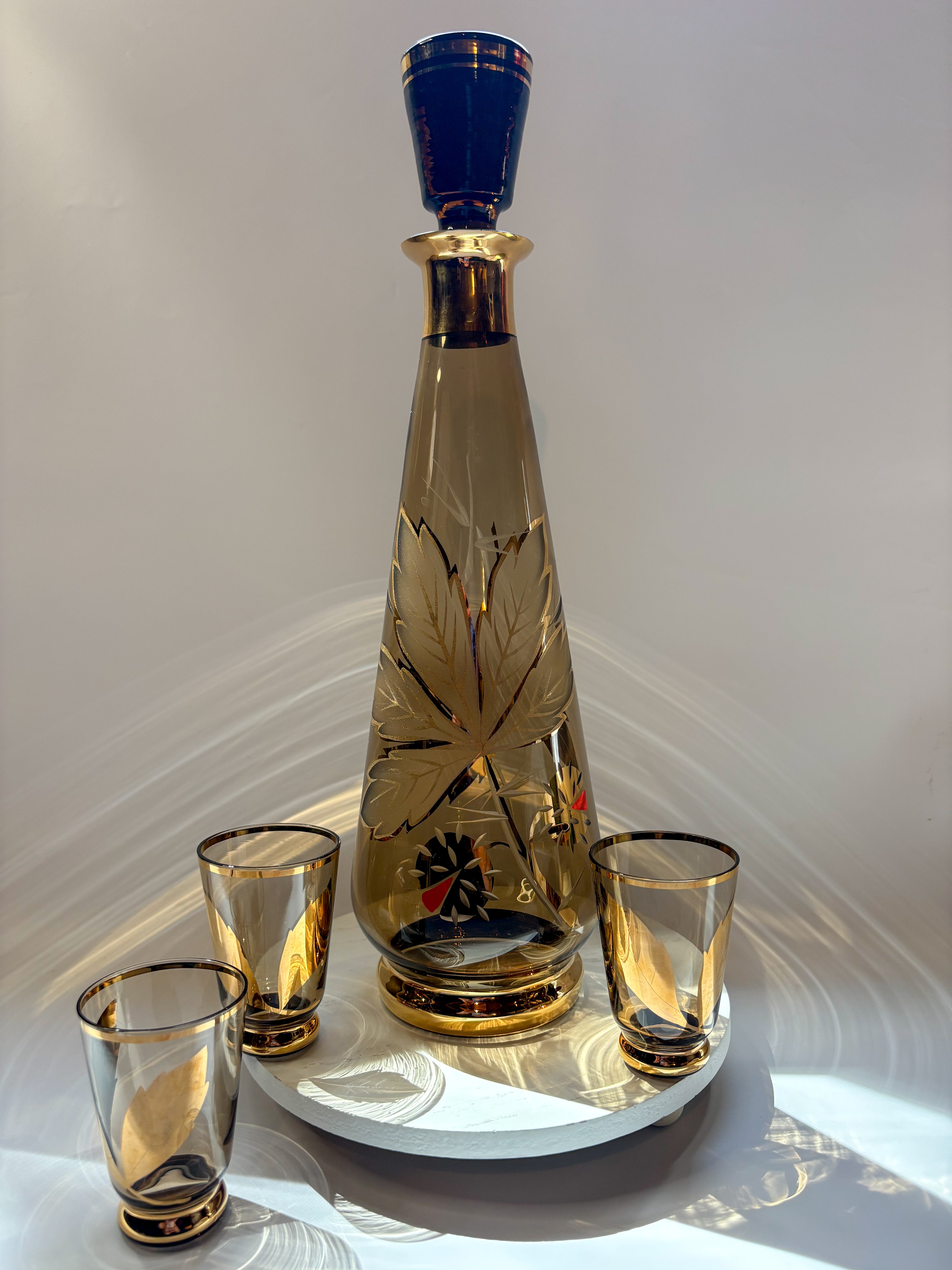 Mid-Century Modern Decanter with Shot Glasses