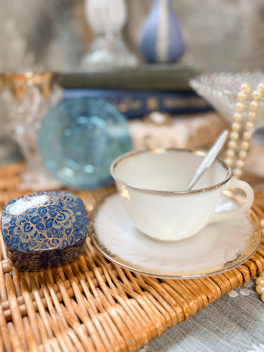 1950’s Fire King Milk Glass Tea Cup & Saucer set | Vintage Fire King by Anchor Hocking