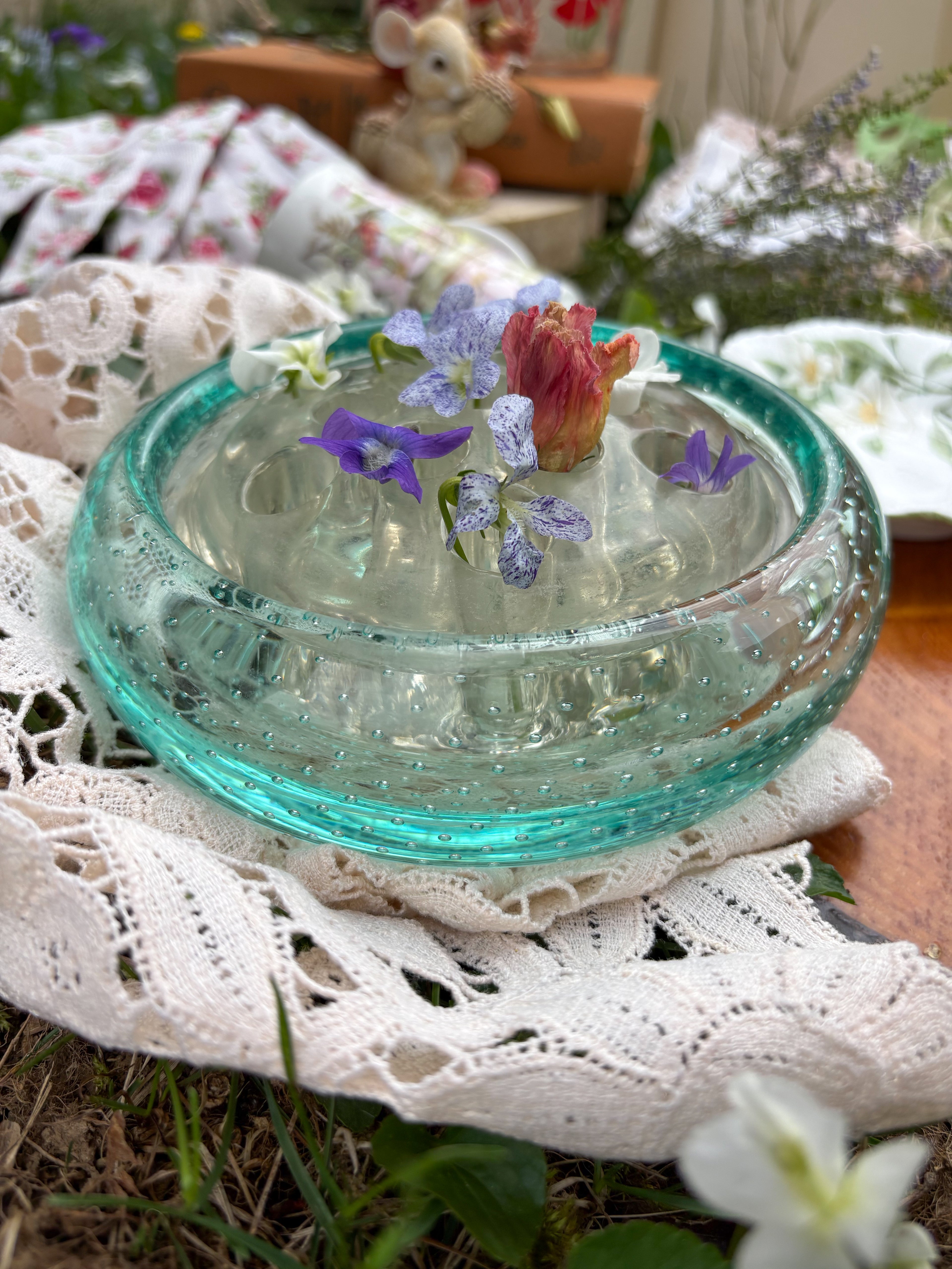 Mid-Century Murano Glass “Bellicante” Vase with Flower Frog