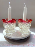 Set of Indiana Glass “Diamond Point” Candle Bowls