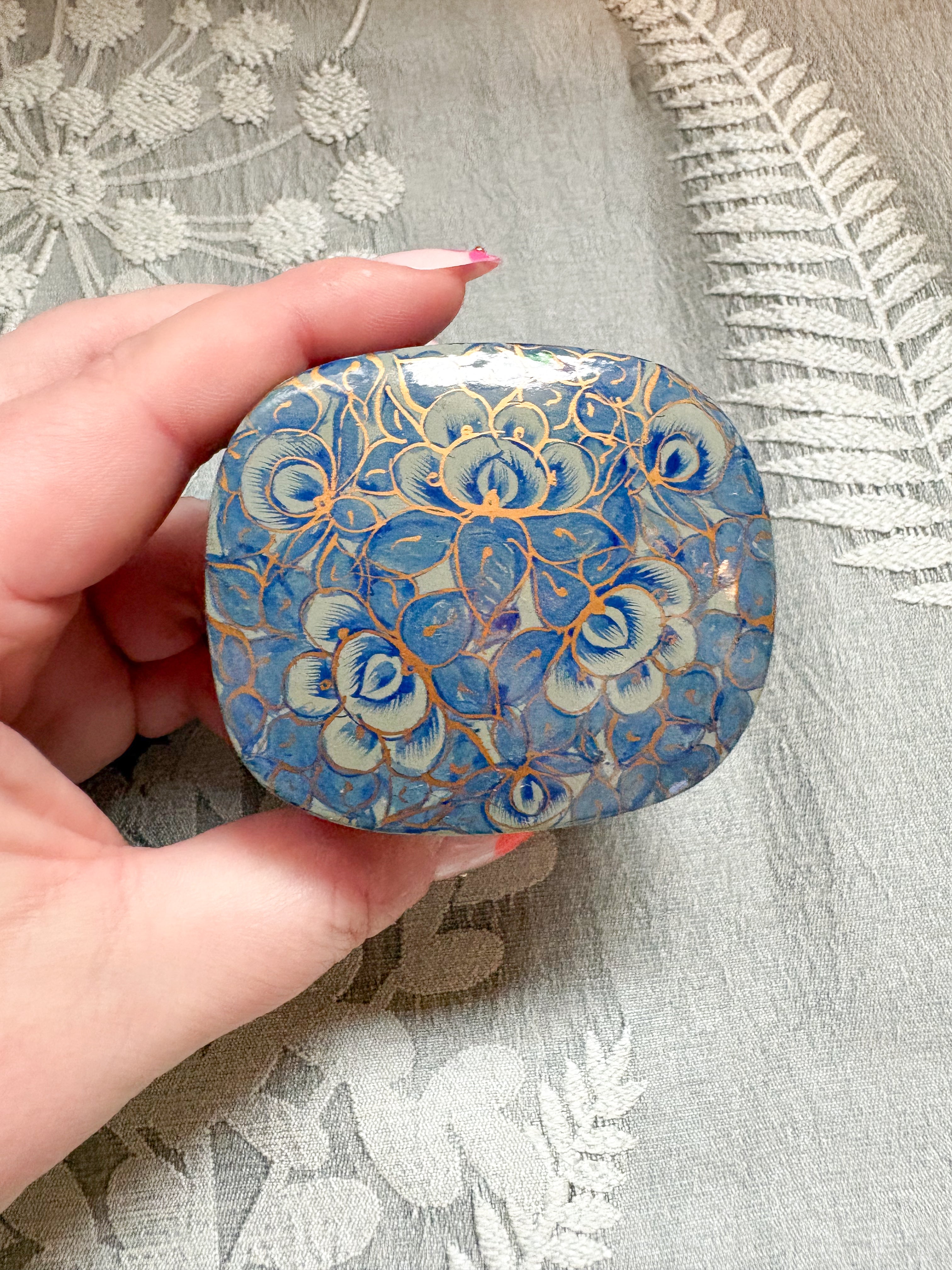 Kashmiri Paper Mâché Trinket Box | Vintage Jewellery Holder
