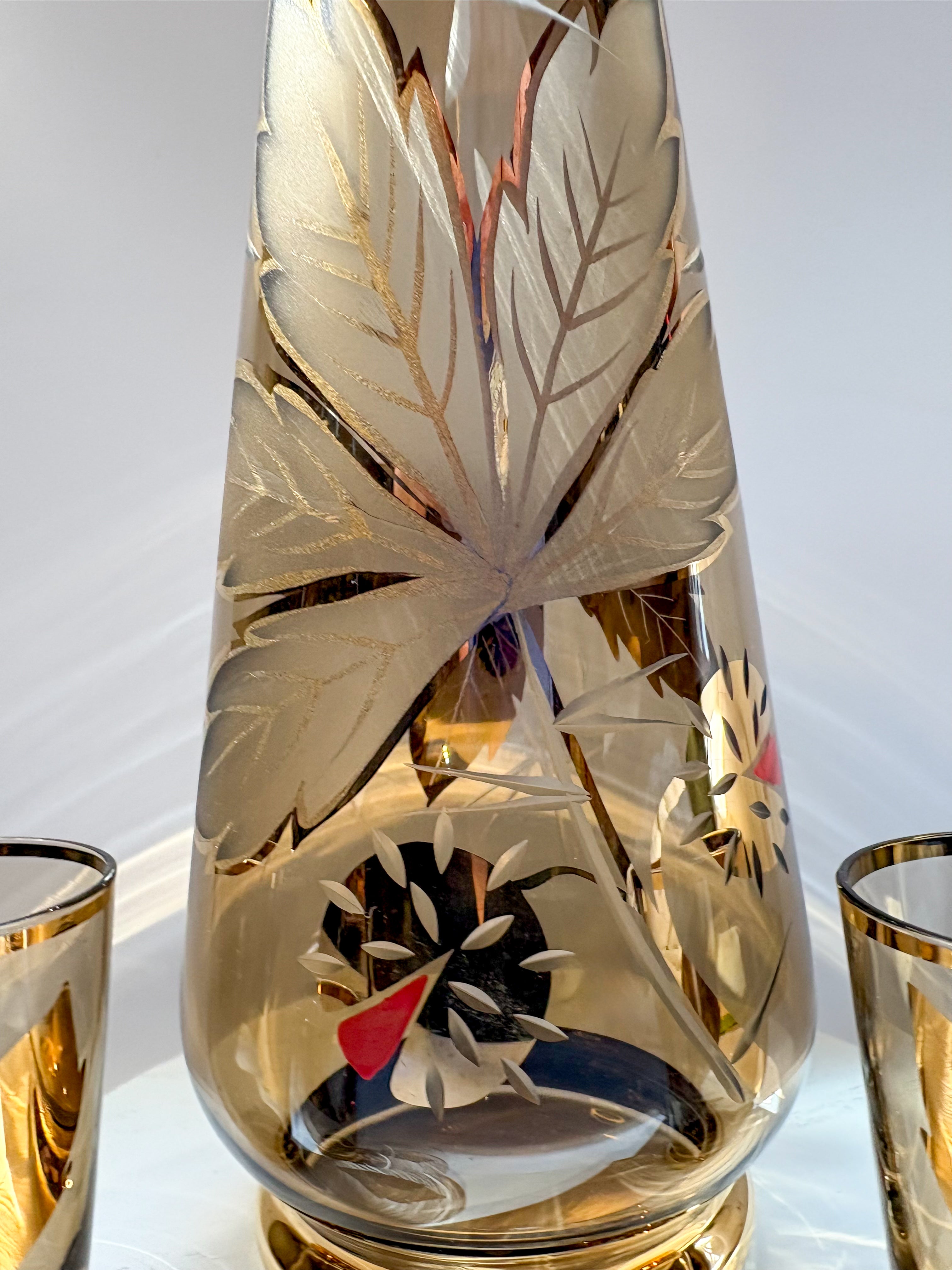 Mid-Century Modern Decanter with Shot Glasses