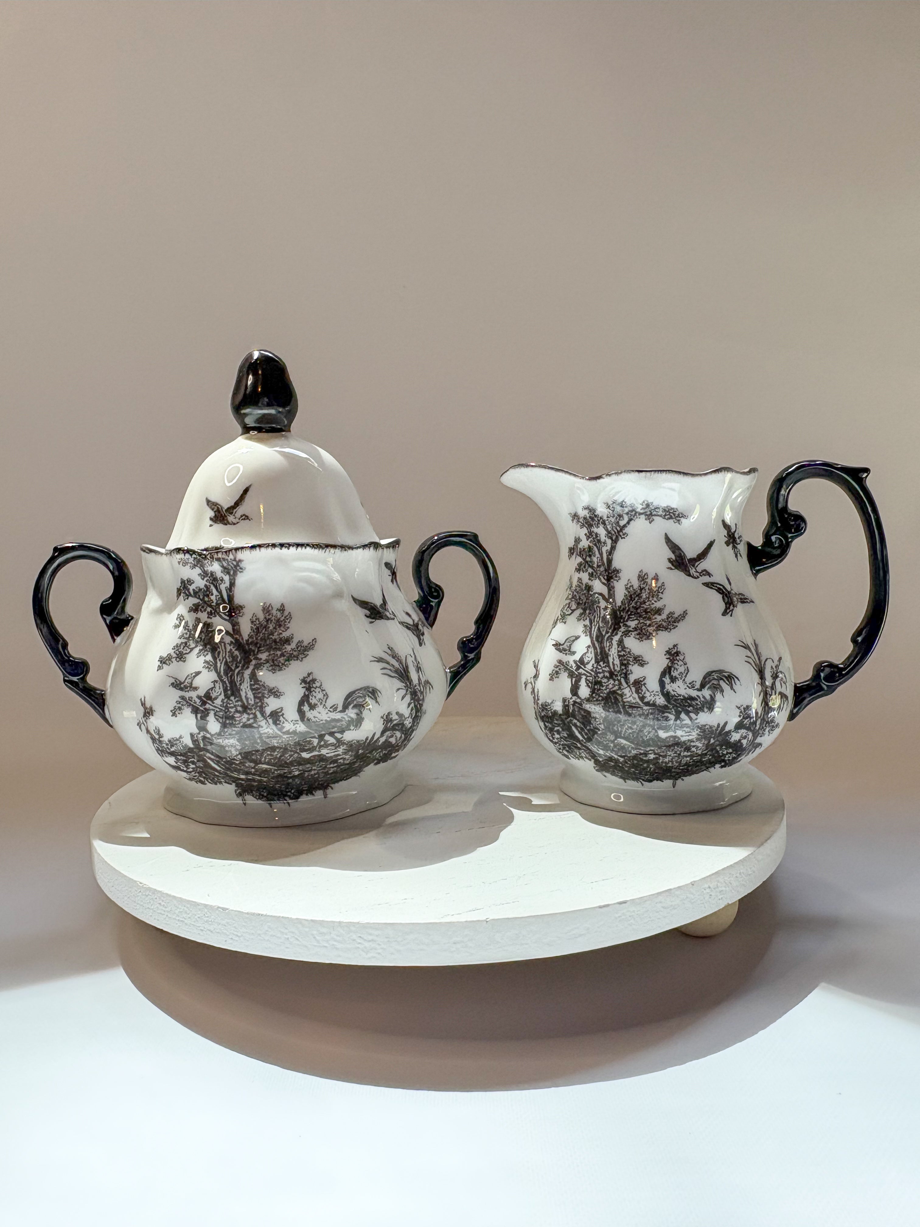 Aux Au Provence French Toile Sugar Bowl & Creamer